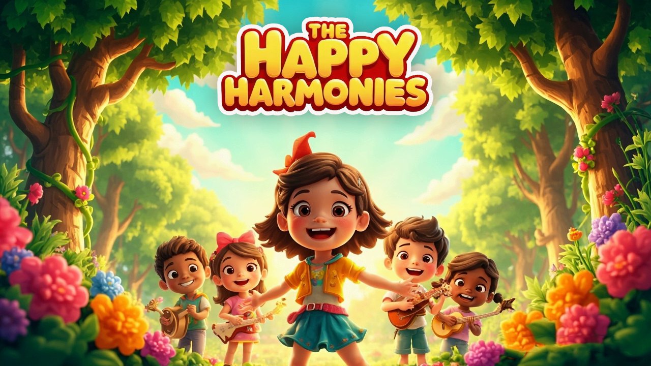 Lila and her cheerful crew singing in a magical garden